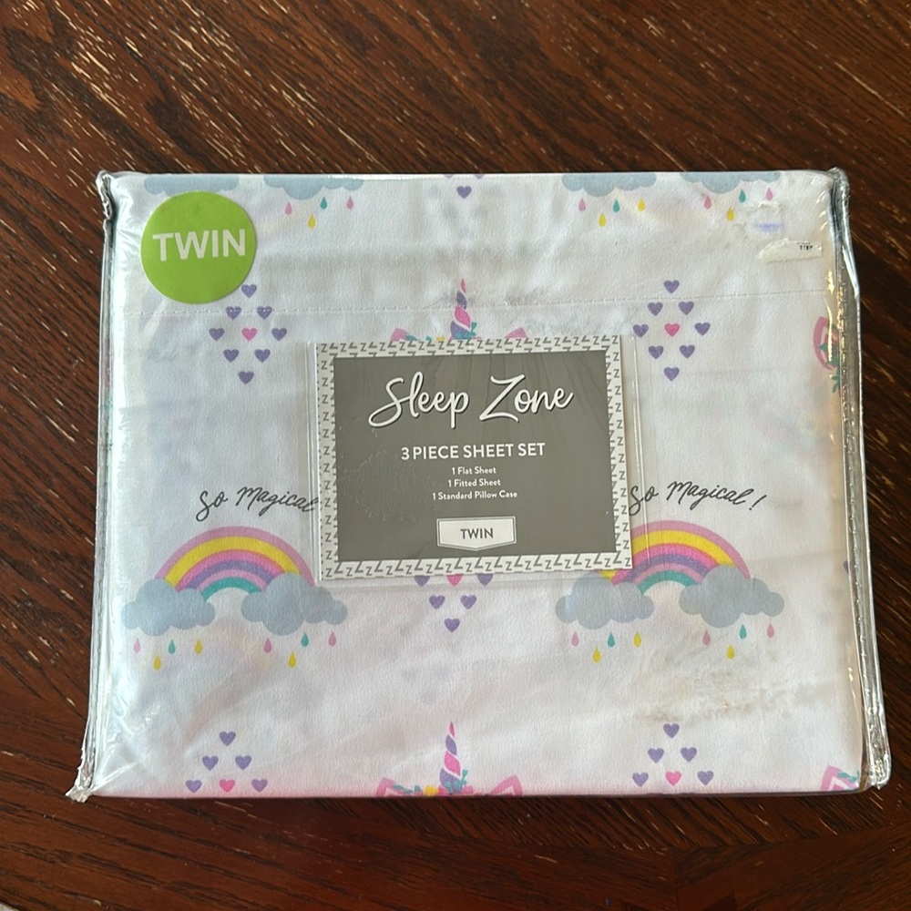 Unicorn and Rainbow Twin Sheet Set